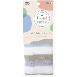 OHE Body Towel, Blue, Gray, Approx. Width 7.9 x Length 35.4 inches (20 x 90 cm), Pastel Sucre, Body Wash Towel, Made in Japan