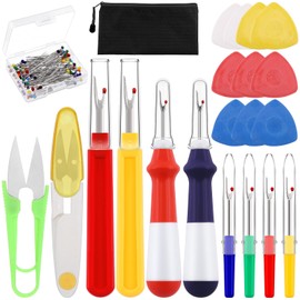Tanstic 121Pcs Sewing Seam Ripper Set, Big & Small Seam Rippers with Tailors Chalks, Sewing Pins, Scissors, Storage Bag, Thread Remover Tool for Crafting Thread Removing Embroidery Seams