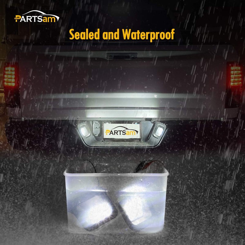 Partsam Full Led License Plate Lights Lamp Assembly Smoke Black