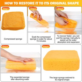 Tioncy 84 Pcs Large Sponges Bulk 7.5 x 5.5 x 1.9 Inch Grouting Car Wash Foam Cleaning and Washing Sponge Commercial Foam Large All Purpose for Cleaning Dishes Car Tile Bike (Yellow)