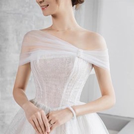NICENEEDED Abnehmbarer Brautschal Aus Tüll Weiße Hochzeitsträger Puffkleid Schal Ärmelschals Abnehmbares Schulter Cover Up Accessoire Für Hochzeitskostüme