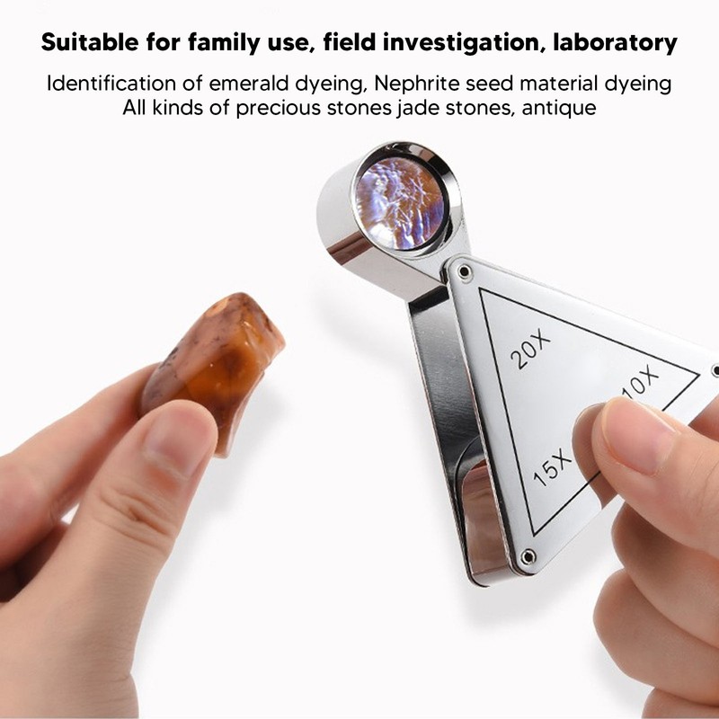 3 Lens Loupe Pocket Foldable Jewelers 10X 15X 20X Jewelry