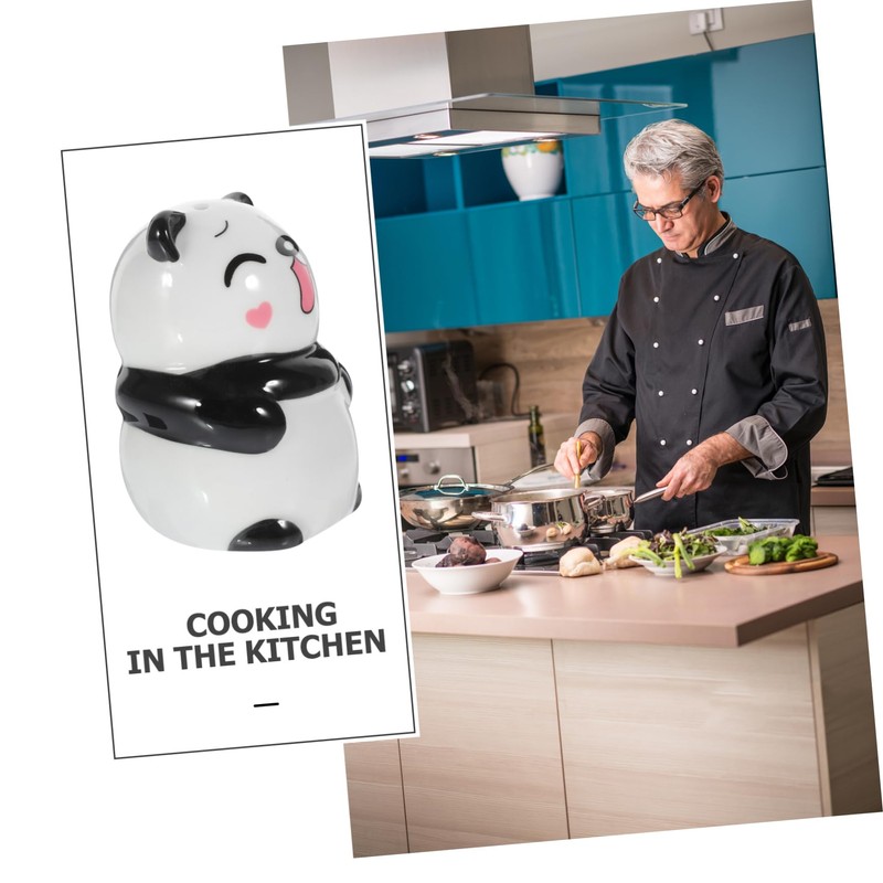 COLLBATH Panda Shape Ceramic Spice Jar Salt Pepper Dispenser Set