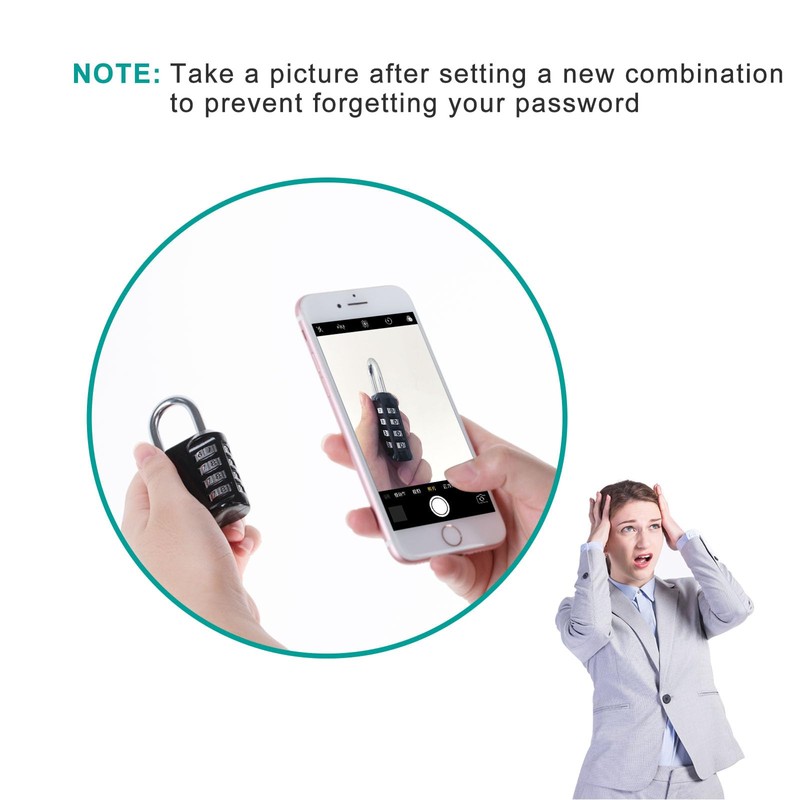 ZHEGE Padlock with Code, 4 Digit Combination Lock for Locker,