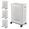 Parlynies 35 L Slim Plastic Laundry Baskets with Wheels, White
