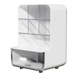ideamall Multifunctional Pen Holder, Stationery Storage, Diagonal Stand, Stylish, Desktop Storage, Drawer, White