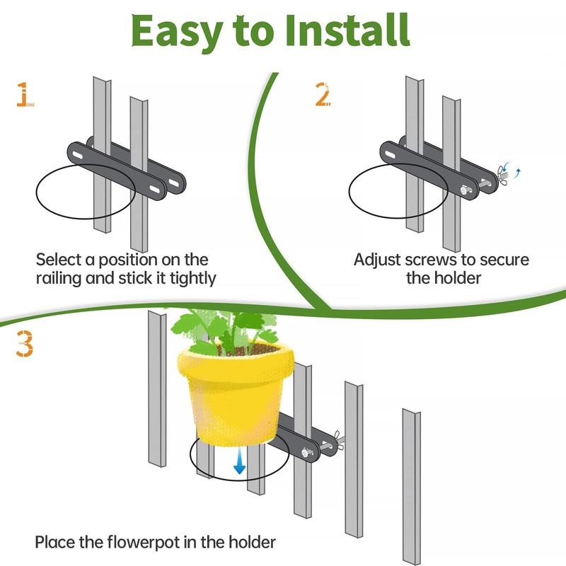 Vercome Hanging Flower Pots Holder-Deck Railing Plant Container Holder for