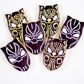 ½ Dz. Panther Black Mask Cookies! Wakanda Forever! Superhero Birthday Themed Party Favors or Baby Gift!