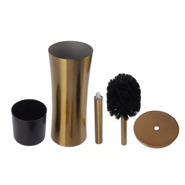 Household Toilet Brush Kit Bathroom Stainless Steel Golden Toilet Brush with Brush Holder Small Waist
