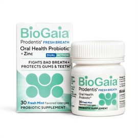 BioGaia Prodentis Fresh Breath | Oral Probiotics + Zinc | Fights Bad Breath & Halitosis | Boosts Fresh Breath | Promotes Healthy Gums & Teeth | Fresh Mint Flavor | 30 Dental Probiotic Lozenges