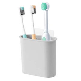 Toothbrush Holder Wall Mounted for Bathroom, Wall Toothbrush Holders for Electric Toothbrush, Toothpaste, Razor, Self Adhesive Wallmount Organizer (Grey