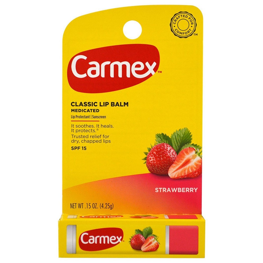 Carmex Click-Stick Moisturizing Lip Balm SPF 15 Strawberry 0.15 oz (Pack of 6)