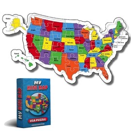 My Mini Map USA Puzzle is Small Enough to Stick in a Kids Back Pack on Your Next Road Trip. Building The USA with only 47 Colorful Pieces is a Great Way to Learn The Country!