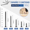 Tornillos para madera, 168 unidades, cabeza plana negra #6