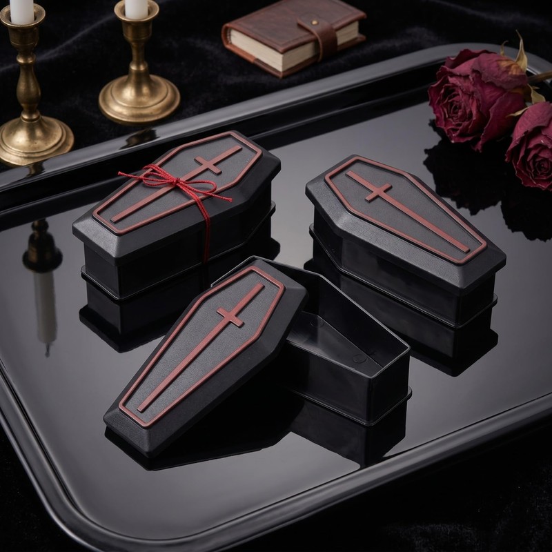 20pcs Mini Coffin Box Halloween Plastic Treat Boxes Party Favors