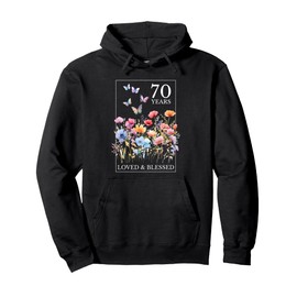 70 Years Loved Blessed Butterfly Flower Stamp 70th Birthday Pullover Hoodie