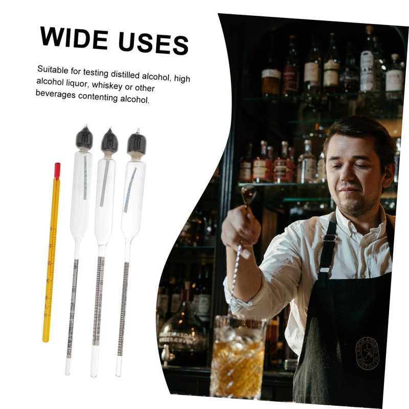 BIUDECO 4pcs Alcohol Hydrometer Tester Glass Meter Distilled Alcohol Measurement