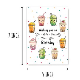 NSLDesigns Unbobalievably Teriffic Card - Milk Tea Birthday Card - Cute Greeting Card - Fun Bubble Tea Card - Pun Bday Card For Her, 5 x 7 inches
