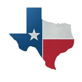 RealSteel Texas Map Flag Wall Decor – Powder-Coated Metal Art with Lone Star – Patriotic Texas State Shape Wall Hanging – Indoor & Outdoor Use – Made in USA (17X18-14g)
