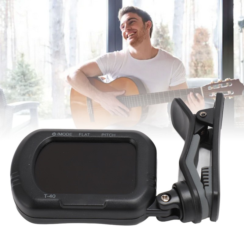 Clip On Guitar Tuner Black LCD Display A0 27.5Hz to