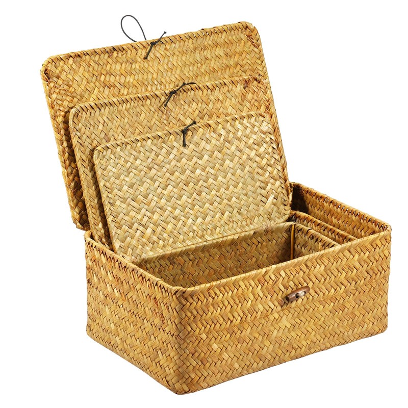 3 Pcs Hay Storage Basket - Handmade Woven Box With