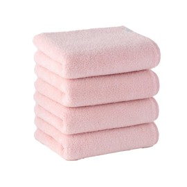 (Ultra Long Cotton Non-Twisted Yarn) Face Towel, Towel Comfort, Water Absorbent, Light Pink, Set of 4, Absorbent, Plush, Fluffy, Soft to the Touch, Absorbent, Quick Drying, Less Puffing, Durable, 100%