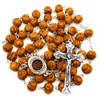 Nazareth Store Carved Wood Beads Rosary Necklace Holy Soil Medal
