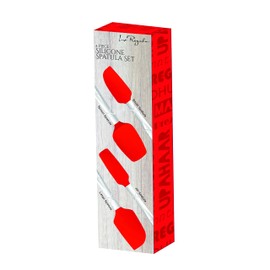 Le Regalo 4 Piece Heat Resistant Non Stick Silicone Spatula Set, Ideal Cookware for Flipping Fish, Eggs, Pattys and Pancakes, Red