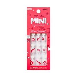 KISS imPRESS No Glue Mani Press On Nails, Mini Press-On Manicure for Kids, Dream Big', Pink, Kids Size, Squoval Shape, Includes 20 Fake Nails with Removable Application Tabs, 1 Mini File