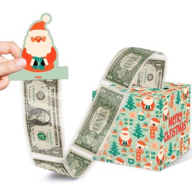 Merry Christmas Money Box Gifts for Women Men, Boys Girls Surprise Money Gift Boxes Set for Cash - Christmas Box Holders and 35 Pcs Transparent Bags, Santa Claus Christmas Party Decorations