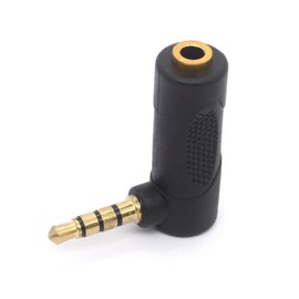 Gold Plated 3.5mm Headphone Adapters, Right Angle 3.5mm TRRS Male to Female AUX Connector 90 degree 4 Pole 1/8" Audio Adaptors (2 Pack)