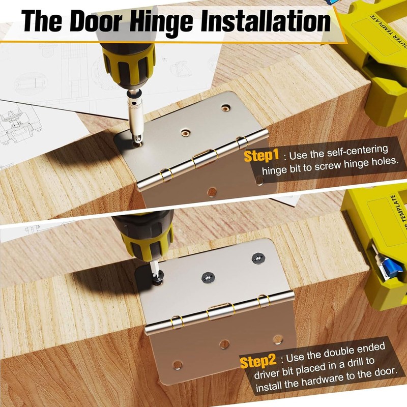YUEHISY Adjustable Door Hinge Mortiser Kit - 3" to 5"