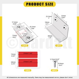 Mardatt 12Set 20Lb L-Shaped Magnetic Door Catch, Stainless Steel Sliver Cabinet Magnets Door Magnet with Screws for Kitchen Bathroom Cupboard Wardrobe Drawer Latch(1.66” x 0.68”)