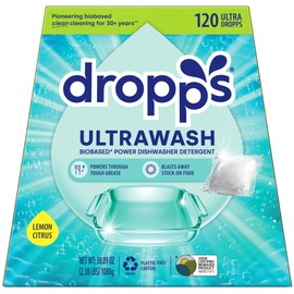 Dropps UltraWash Dishwasher Pods, Lemon Citrus (120 Count) - Biobased Power Deep Clean Dishwasher Detergent Tablets for Sparkling Shiny Dishes - No Rinse Aid or Pre-Wash Needed - Dishwashing Pods