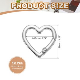 PATIKIL Heart Keychain Clip, 10 Pcs Little Heart Key Ring Snap Hook Clip Zinc Alloy Trigger Spring Buckle for Keychains Bags Purses Handbag Jewelry Making, Silver