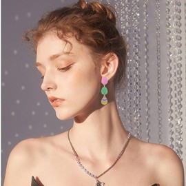 ONLYJUMP Cute Easter Eggs Earrings for Women Colorful Unique Rabbit Stud Tiny Animal Rabbit Earrings Spring Holiday Jewelry (Long Egg)