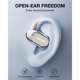 MOMOHO Open Ear Headphones, Open Ear Earbuds with Earhooks, Lightweight Air Conduction Earphones, Touch Control,Up to 52 Hours Power with Case, Sweat Resistant for Yoga,Workouts, Running