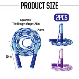 2 Pieces Of Children'S Skipping Rope, Creative Soft Bead Bamboo Joint Skipping Rope, Comfortable To Hold, Adjustable, Universal For Men And Women, Sports Goods And Fitness Equipment.