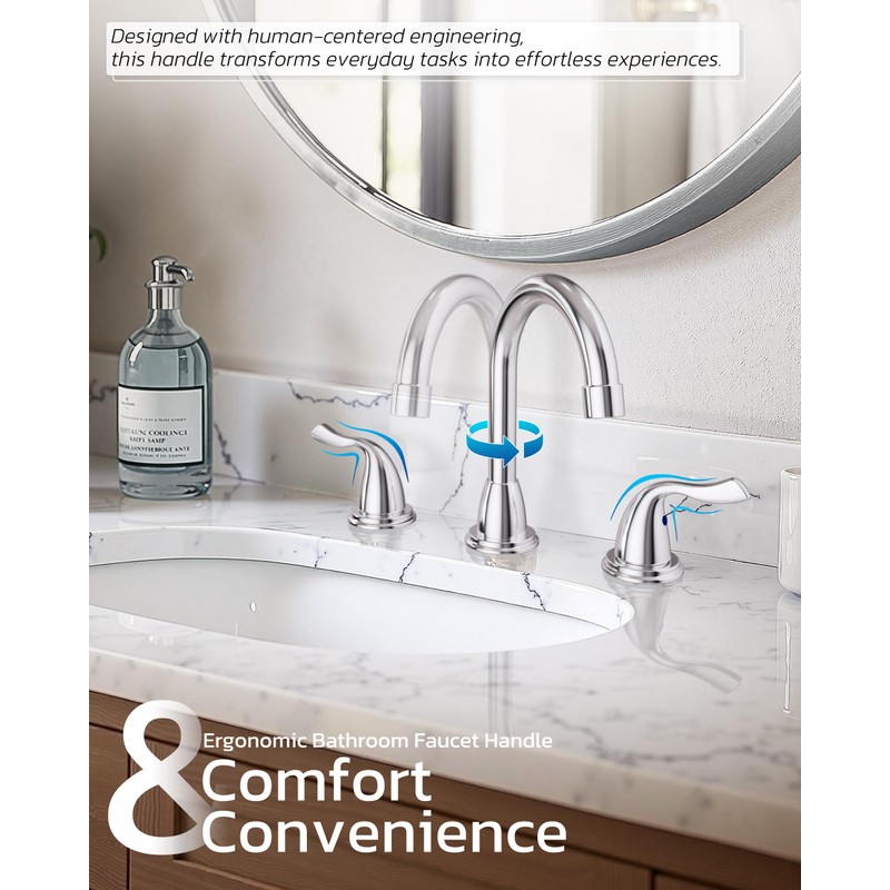 ARCORA Bathroom Sink Faucet 3 Hole, 8 Inch Widespread Bathroom