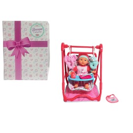 DREAM COLLECTION, Baby Doll 4-in-1 High Chair Play Set - Lifelike Baby Doll and Accessories for Realistic Pretend Play, Posable Soft Toy - 12”