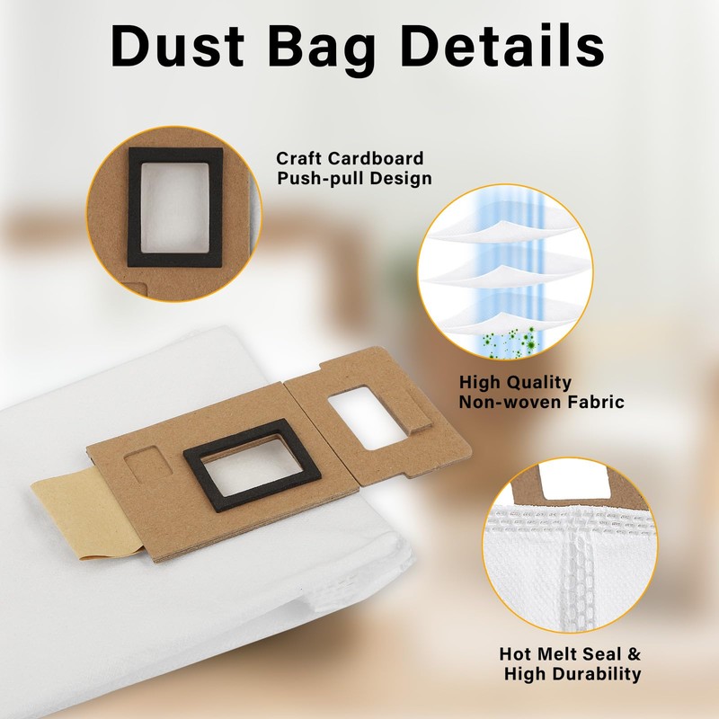 Dust Bag for Roborock S7/S7+ Vacuum Cleaner Auto-Empty Dock, 3L