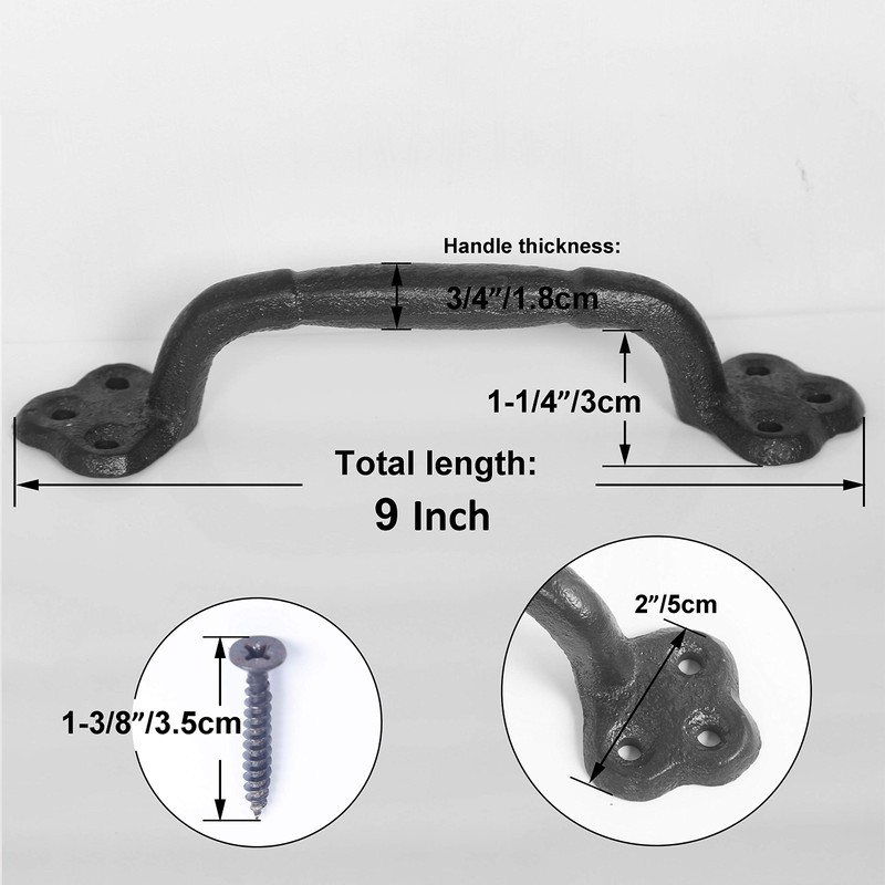 WEBI Rustic Gate Handle,9 Inch Cast Iron Barn Door Handle,Metal