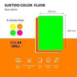 Colourful Cardboard Boxes A4, Coloured Sheets A4 for Crafts, Education, Home, Art or Office, Coloured Cardboard Boxes A4 Luminous Colours - Ofituria (50 Sheets, Light Assortment)