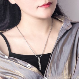 New Women's 925 Sterling Silver Necklace Bohemian Pattern Totem Pendant Snake Chain Charm Jewelry 18''-24'' Unisex Chokers Necklaces Accessories (22, Chopin Chain)