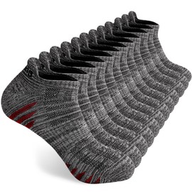 vvfxx 6 Pairs Mens Ankle Athletic Socks, Low Cut Breathable Sports Trainer Socks, Cotton Casual Non-Slip No Show Socks for Men and Women, Grey 9-12