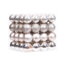 Sea Team 64 Pack Christmas Ball Ornaments with Strings, 30mm/1.18" Small Baubles, Shatterproof Plastic Christmas Bulbs, Hanging Decorations for Christmas Tree, Holiday, Wedding, Party