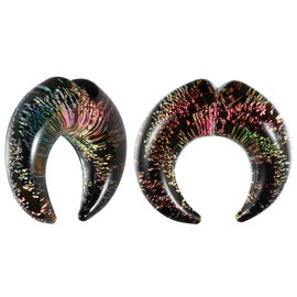 COOEAR Glass Taper Treble Spiral Blue Sky Plugs Ear Gauge Hanger 6 mm - 16 mm Stretchers 1 Pair Flesh Expander, Glass