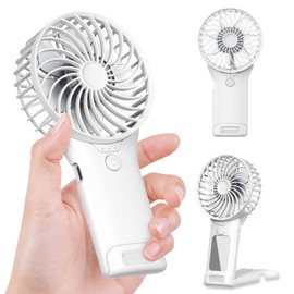 GEHEN Portable Pocket Fan, USB Rechargeable, Mini Fan with Mirror, 4 Gear Wind, Up to 15 Hours, Hand Fan with Powerful Cooling for Travel/Summer/Concerts/Lash, Gifts for Women(White)