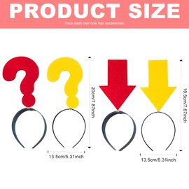 Bekecidi Funny Headband, 4 Pieces Arrow Headband, Question Mark Shaped Headband, Carnival Hairband, Novel Headband for Christmas Holiday Party Costume Decorations, Red Yellow