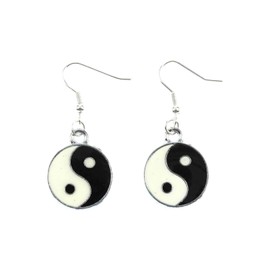 Yin and Yang Earrings Ying & Yang Enamelled schwz Earrings Mini Bling White